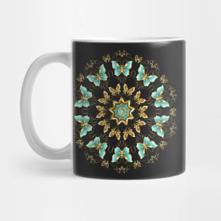 Mandala of Golden Butterflies ( Gold Butterflies ) Mug